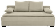 Beige functionele bank met twee rugkussens en twee armleuningkussens, gezien vanaf de voorkant.
