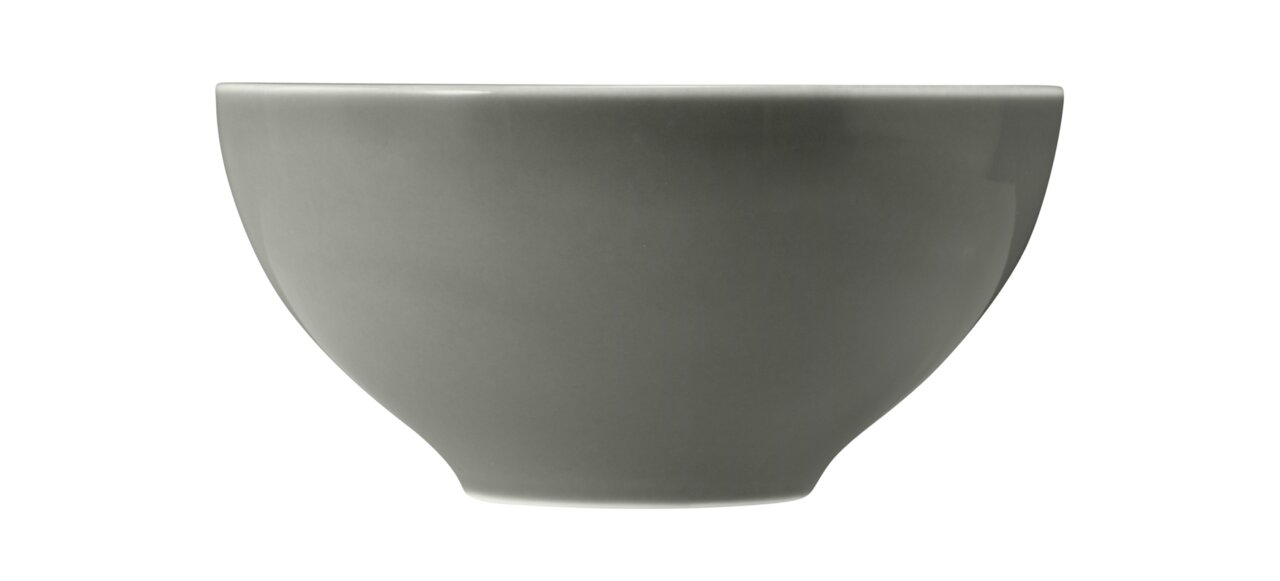 Seitliche Ansicht einer perlgrauen Schüssel von Seltmann Weiden, Modell BEAT, 15,5 cm Durchmesser.