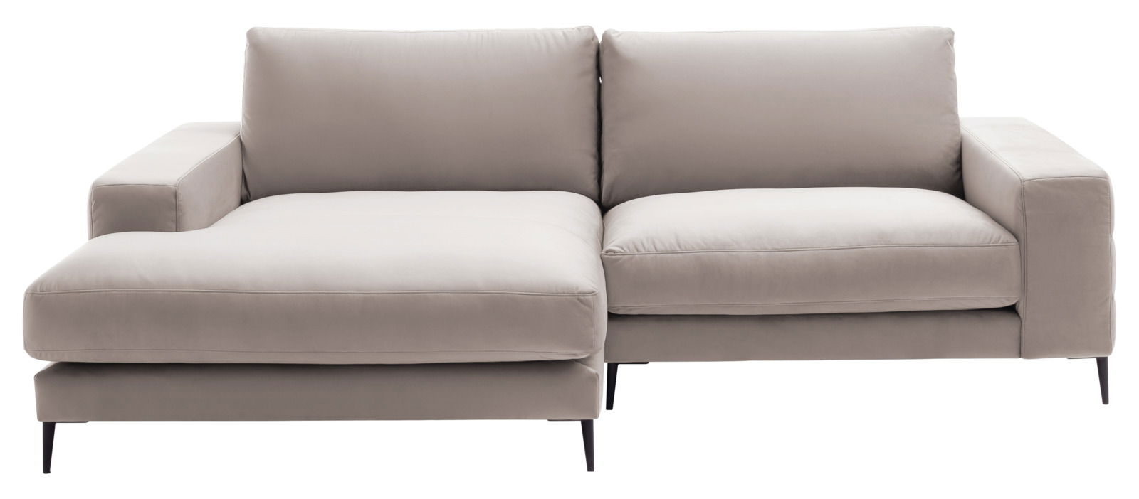 Beige Longchairkombination mit linker Armlehne, frontal betrachtet