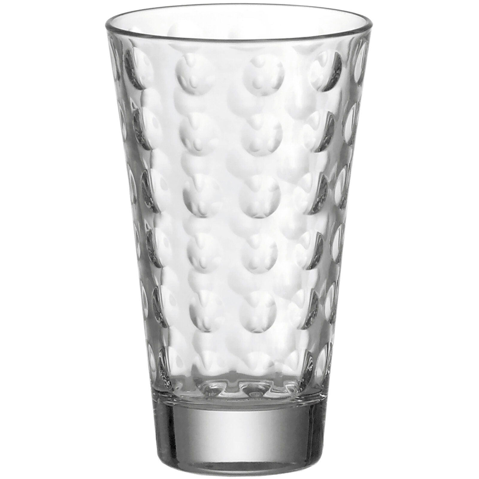 Leonardo Longdrinkbecher OPTIC Trinkglas Optic 300ml mit strukturierter Oberfläche, frontal fotografiert