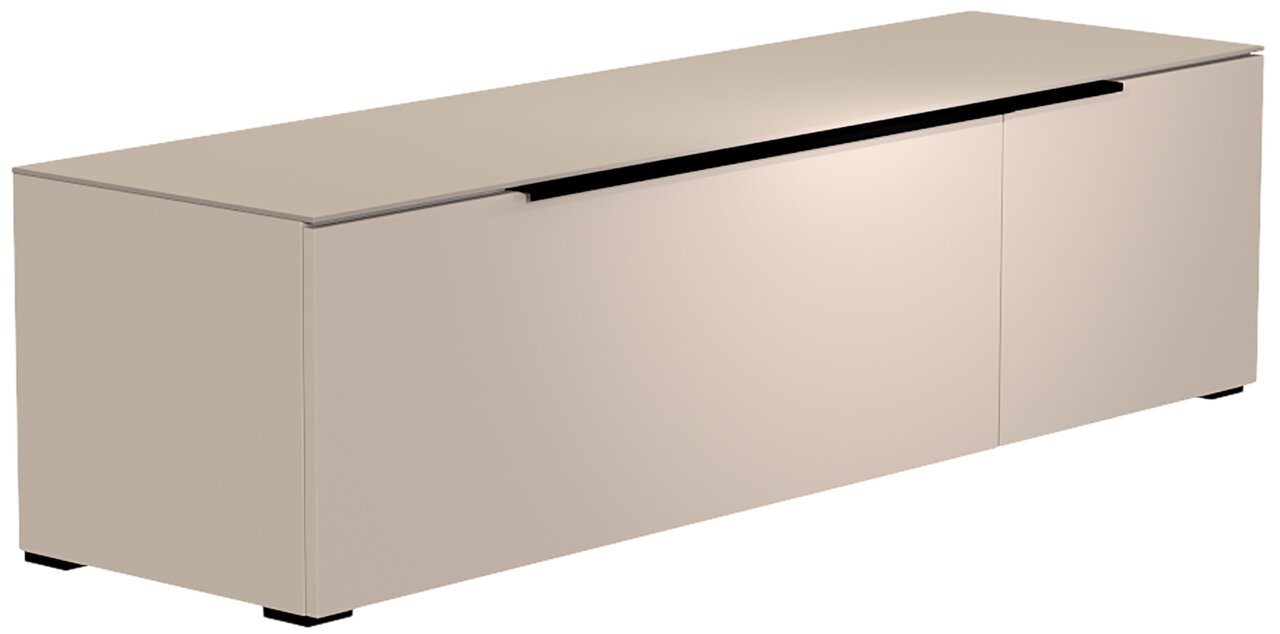 TV-Lowboard in beige aus seitlicher Perspektive