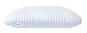 Seitliche Ansicht eines weißen Schlafkissens mit gestepptem Muster und Tempur-Logo.