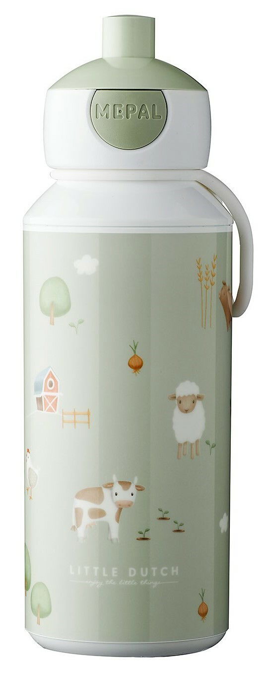 Trinkflasche mit Bauernhof-Motiven, Vorderansicht