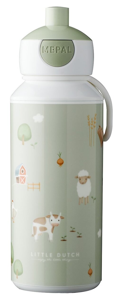 Trinkflasche mit Bauernhof-Motiven, Vorderansicht