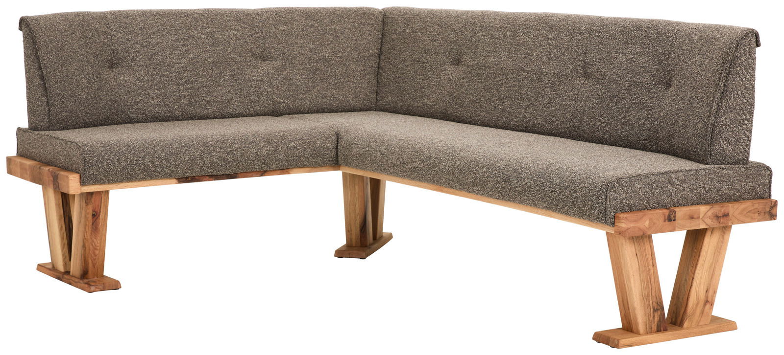 Valdera Eckbank ALEGRA II Eckbank mit grauem Stoffbezug und Holzgestell, seitliche Perspektive