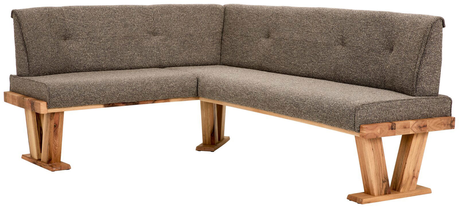 Valdera Eckbank ALEGRA II Eckbank mit grauem Stoffbezug und Holzgestell, seitliche Perspektive