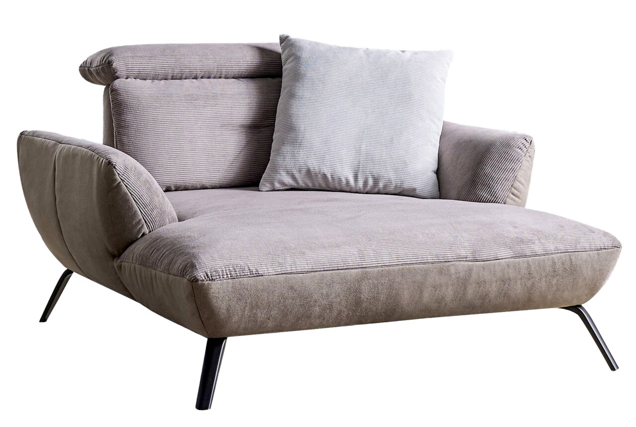 StepOne Sessel BERWIK Graues Loveseat-Sofa mit Kissen, seitliche Perspektive