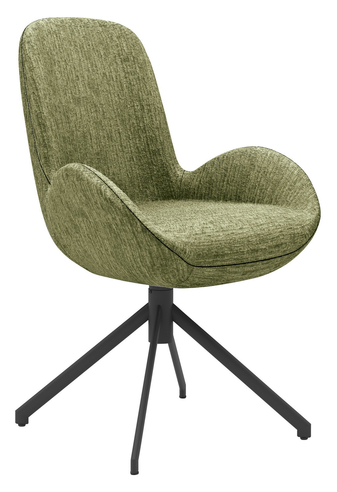 Musterring Armlehnstuhl MR HELVIN Grüner Armlehnstuhl mit Stoffbezug und schwarzem Metallgestell, seitliche Perspektive