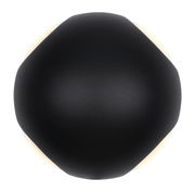 Schwarze LED-Außenwandleuchte in runder Form, Ansicht von vorne