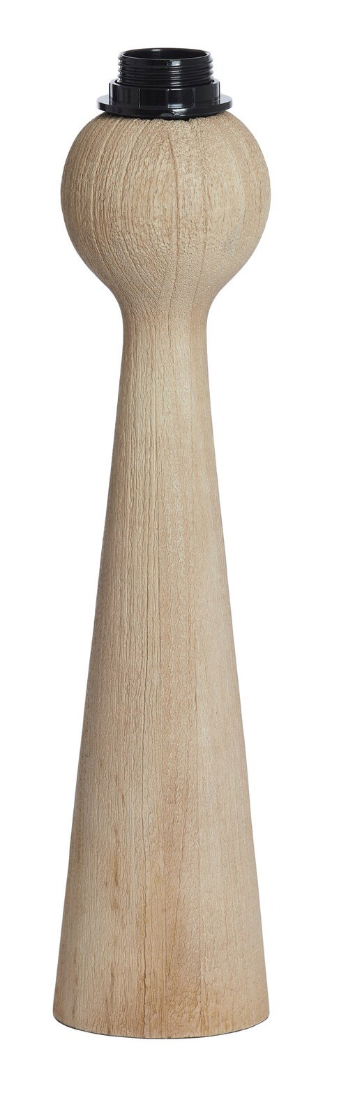 Holzlampenfuß in konischer Form, seitliche Perspektive