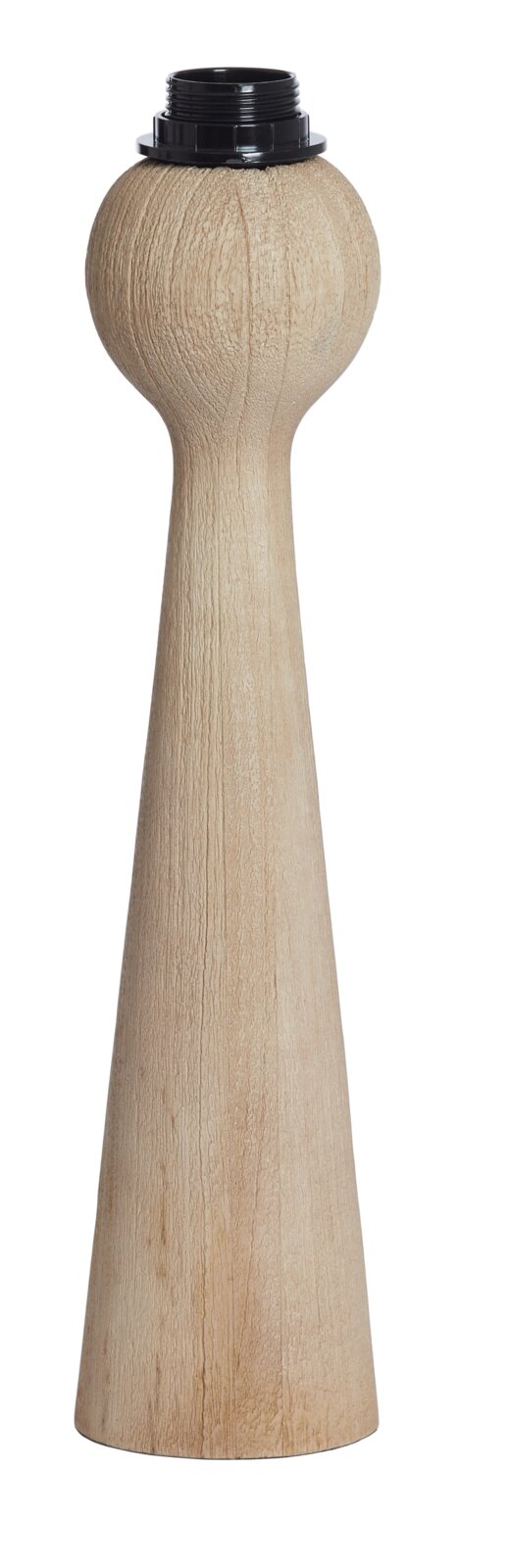 Holzlampenfuß in konischer Form, seitliche Perspektive
