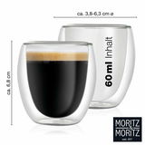 Doppelwandiges Thermo-Espressoglas mit 60 ml Fassungsvermögen, seitliche Ansicht.
