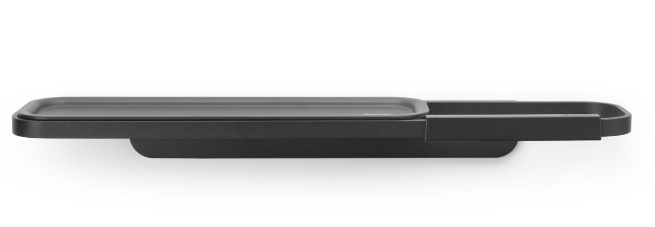 Brabantia Toilettenpapierhalter mit Abla MINDSET Schwarzer Toilettenpapierhalter mit Ablage, seitliche Perspektive