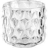 Glas-Tischlicht mit großen Rauten, seitliche Perspektive