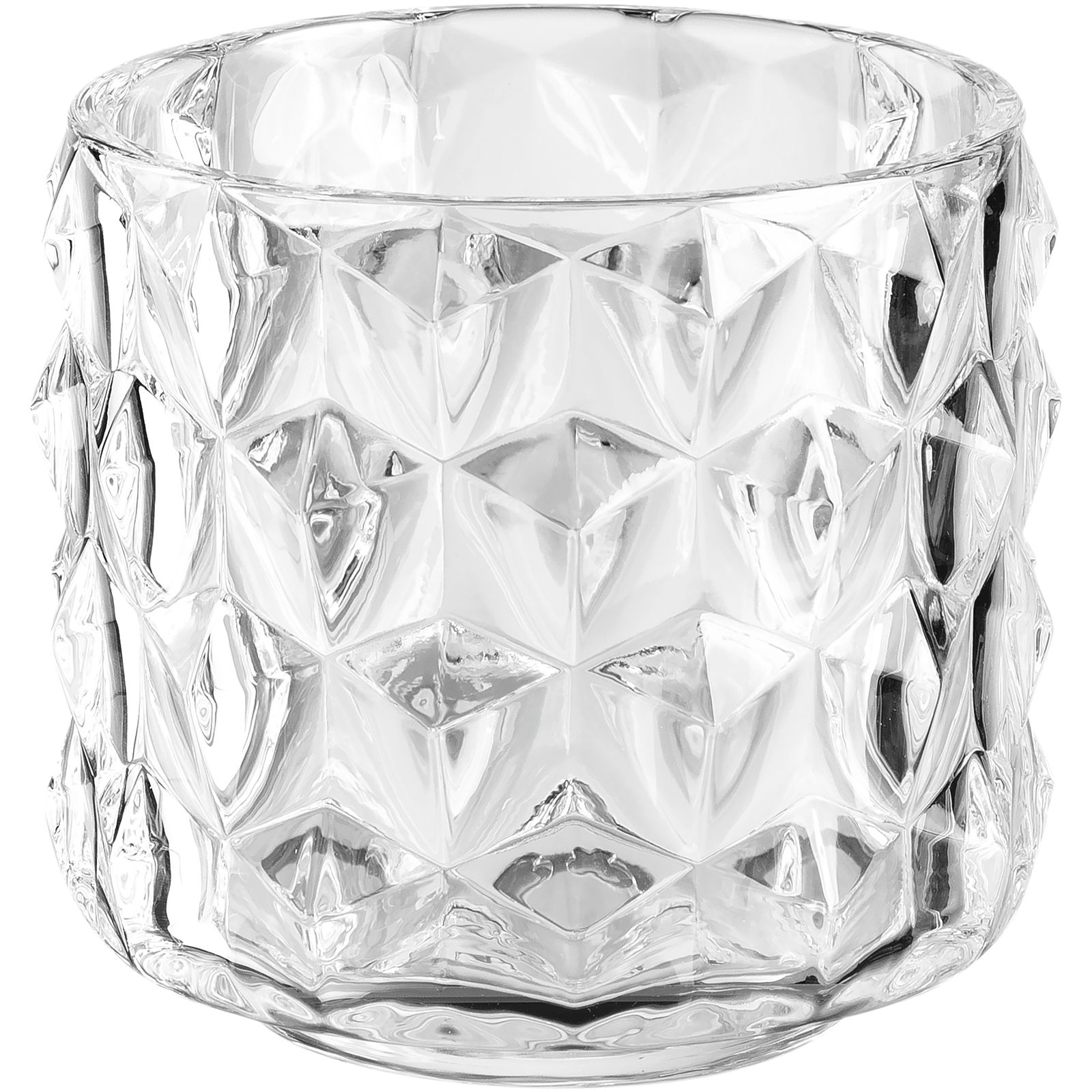 Glas-Tischlicht mit großen Rauten, seitliche Perspektive