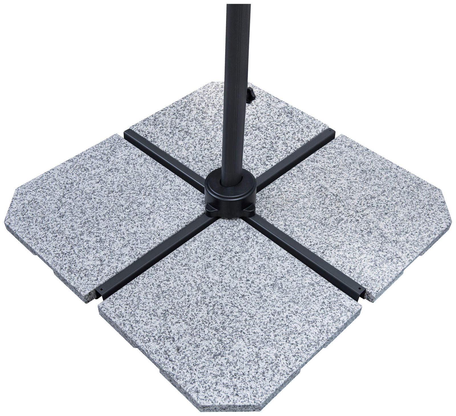 Granitplatte ECO von oben, bestehend aus vier quadratischen Platten mit einem zentralen Ständer.