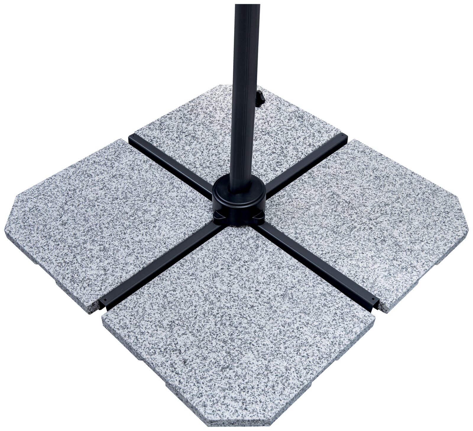 Granitplatte ECO von oben, bestehend aus vier quadratischen Platten mit einem zentralen Ständer.