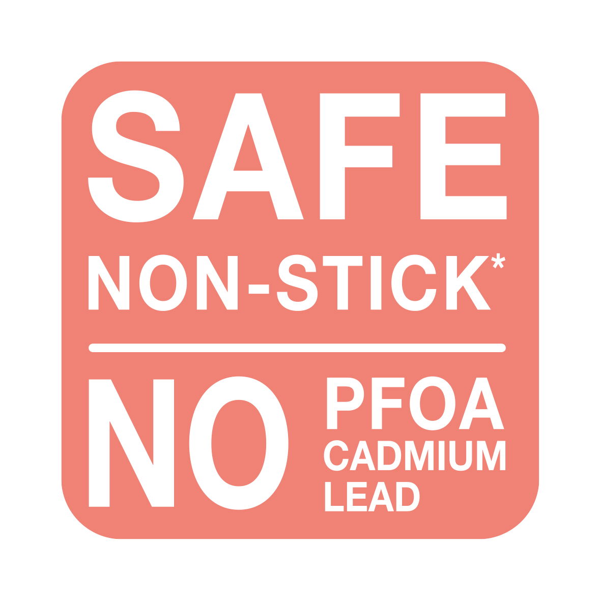 Sicheres Antihaft-Logo, keine PFOA, Cadmium oder Blei, Vorderansicht