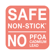 Sicheres Antihaft-Logo, keine PFOA, Cadmium oder Blei, Vorderansicht