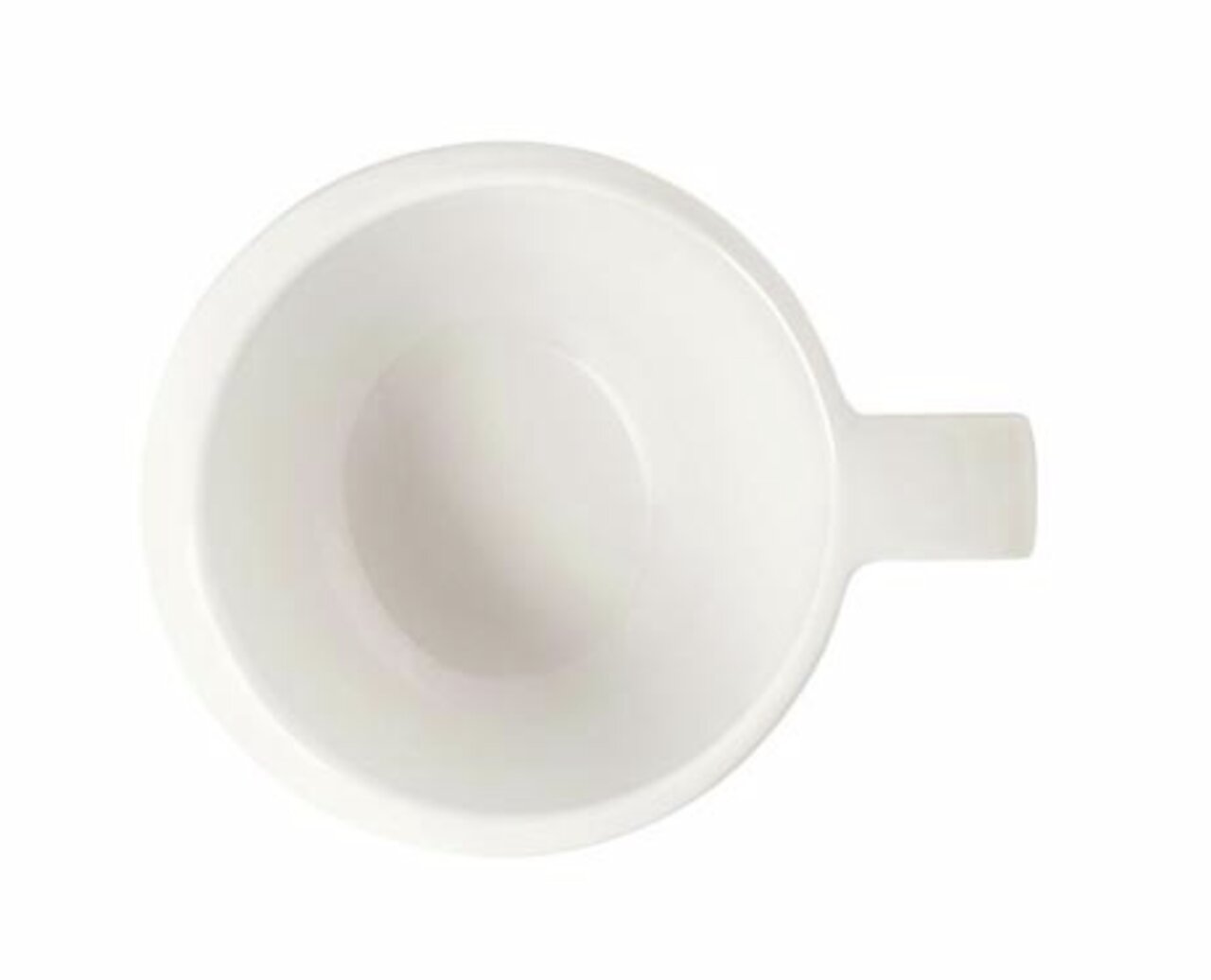 Draufsicht auf eine weiße Espressotasse NewMoon mit 50 ml Fassungsvermögen.