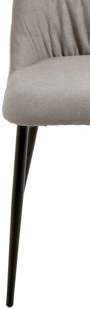 Grauer Stuhl mit schwarzem Metallbein, seitliche Perspektive