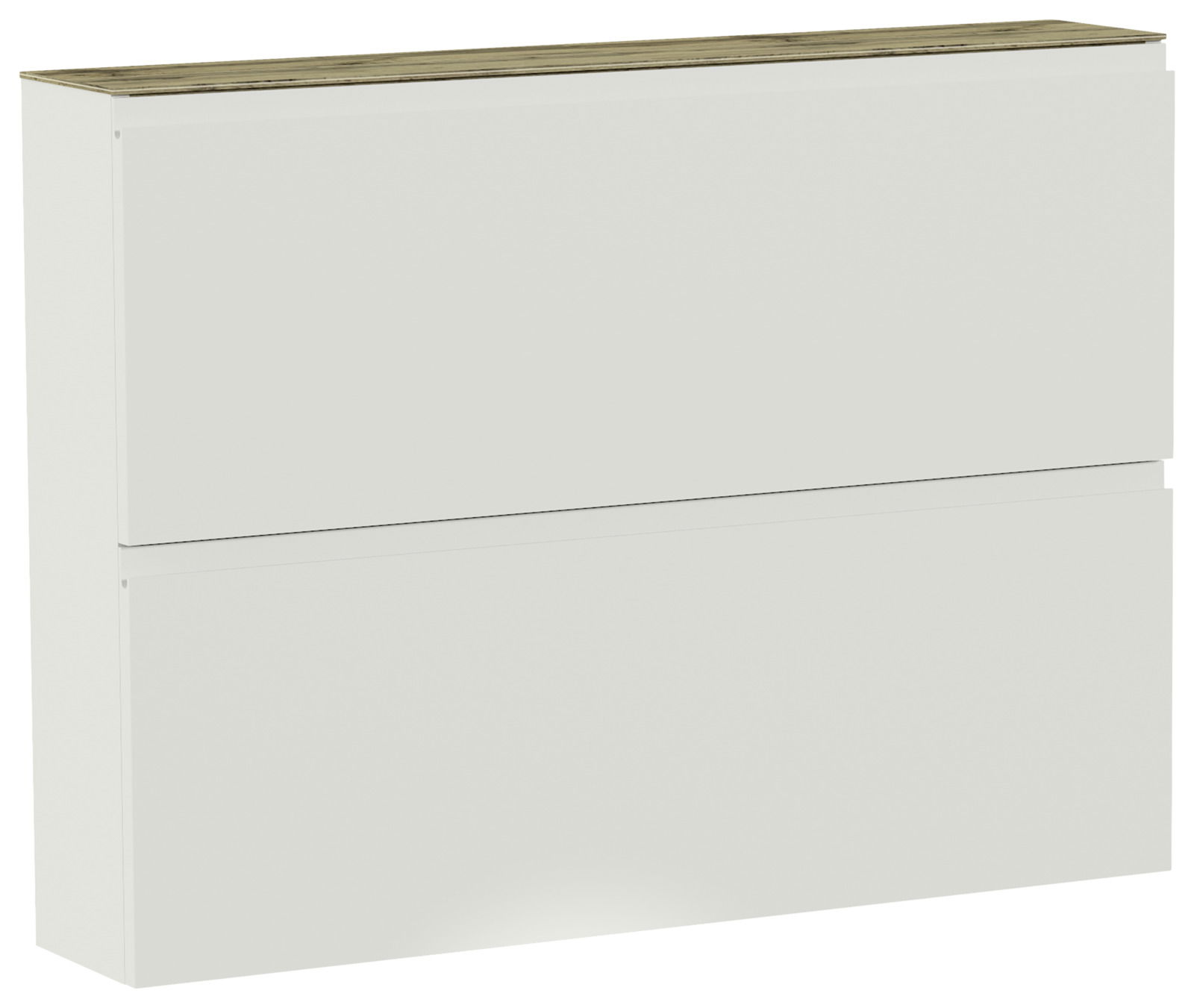 Moderner Hängeschuhschrank mit zwei Klappen in Weiß, Ansicht von vorne