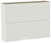 Moderner Hängeschuhschrank mit zwei Klappen in Weiß, Ansicht von vorne