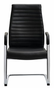 Schwarzer Schwingstuhl mit verchromtem Gestell, Vorderansicht