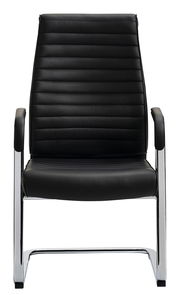 Schwarzer Schwingstuhl mit verchromtem Gestell, Vorderansicht