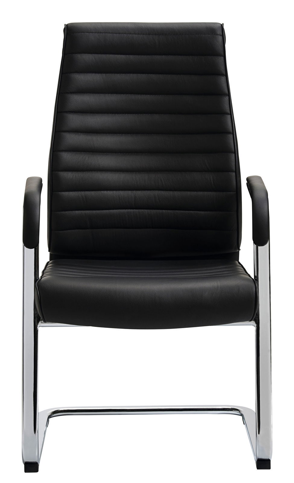 Schwarzer Schwingstuhl mit verchromtem Gestell, Vorderansicht