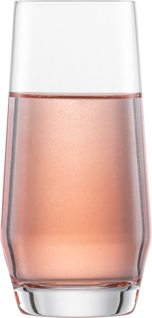 SCHOTT ZWIESEL Longdrinkglas PURE Longdrinkglas Pure mit rosafarbenem Getränk, frontale Ansicht