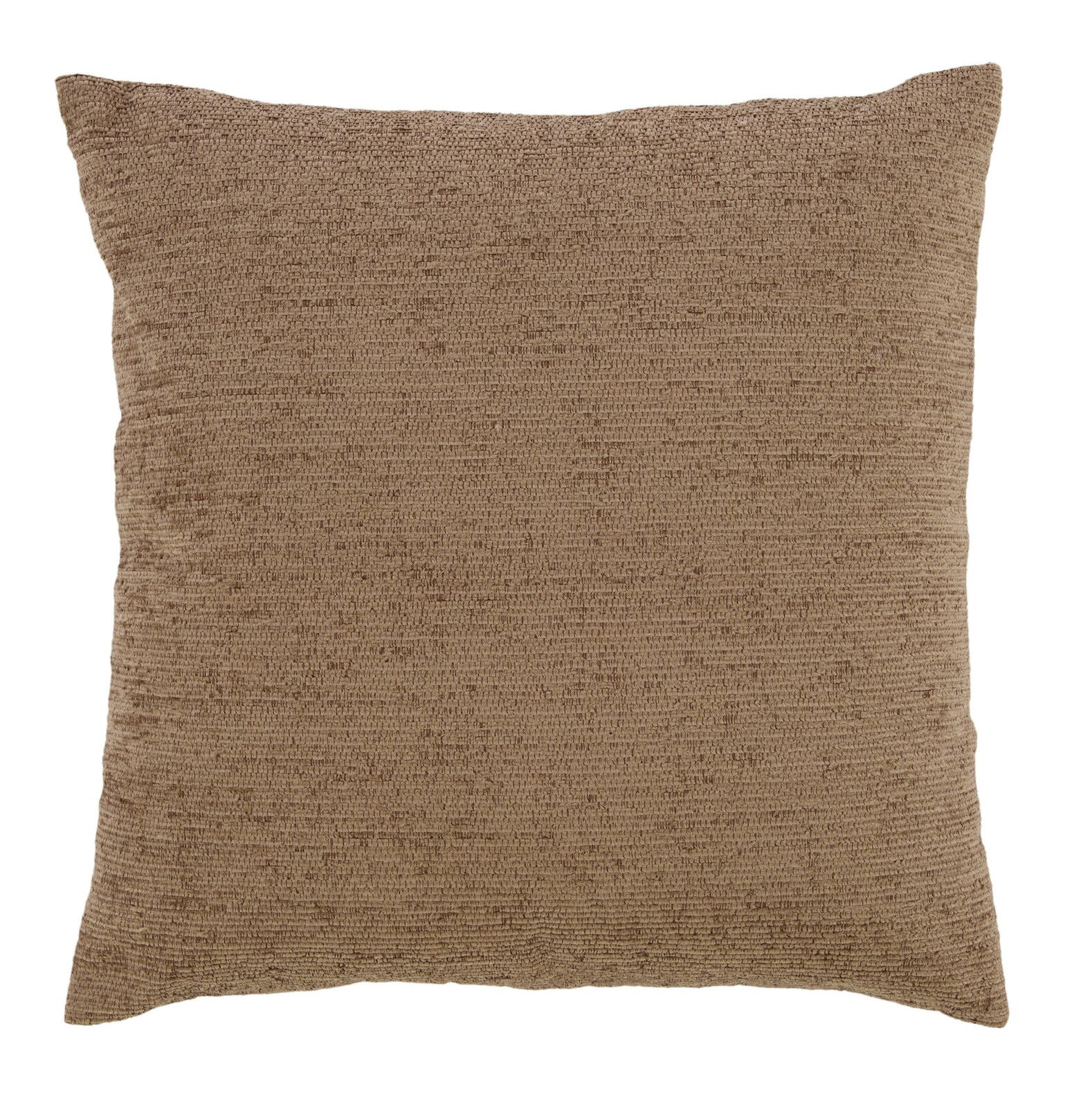 Braunes Kissen in Nahaufnahme, quadratische Form, Textur gut sichtbar