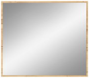 Quadratischer Spiegel mit Holzrahmen, frontal betrachtet.