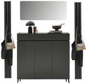 Garderoben-Set in Graphit mit Spiegel, Schrank und Haken, frontal betrachtet