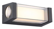 Moderne LED-Außenwandleuchte in rechteckiger Form, seitliche Perspektive