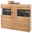 Livetastic Highboard BARCELONA Hochwertiges Highboard aus Holz mit Glaseinsätzen, dekoriert mit Geschirr und Büchern, frontal betrachtet.
