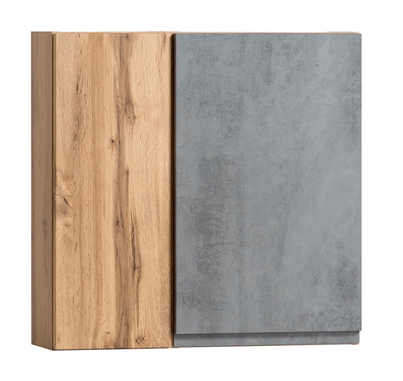 Hängeschrank 65 cm mit Holz- und Betonoptik, Frontalansicht