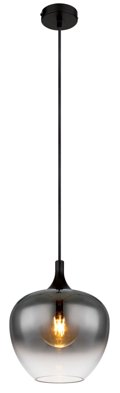 Globo Lighting Hängeleuchte MAXY Moderne Hängeleuchte MAXY mit rauchgrauem Glasschirm, seitliche Perspektive