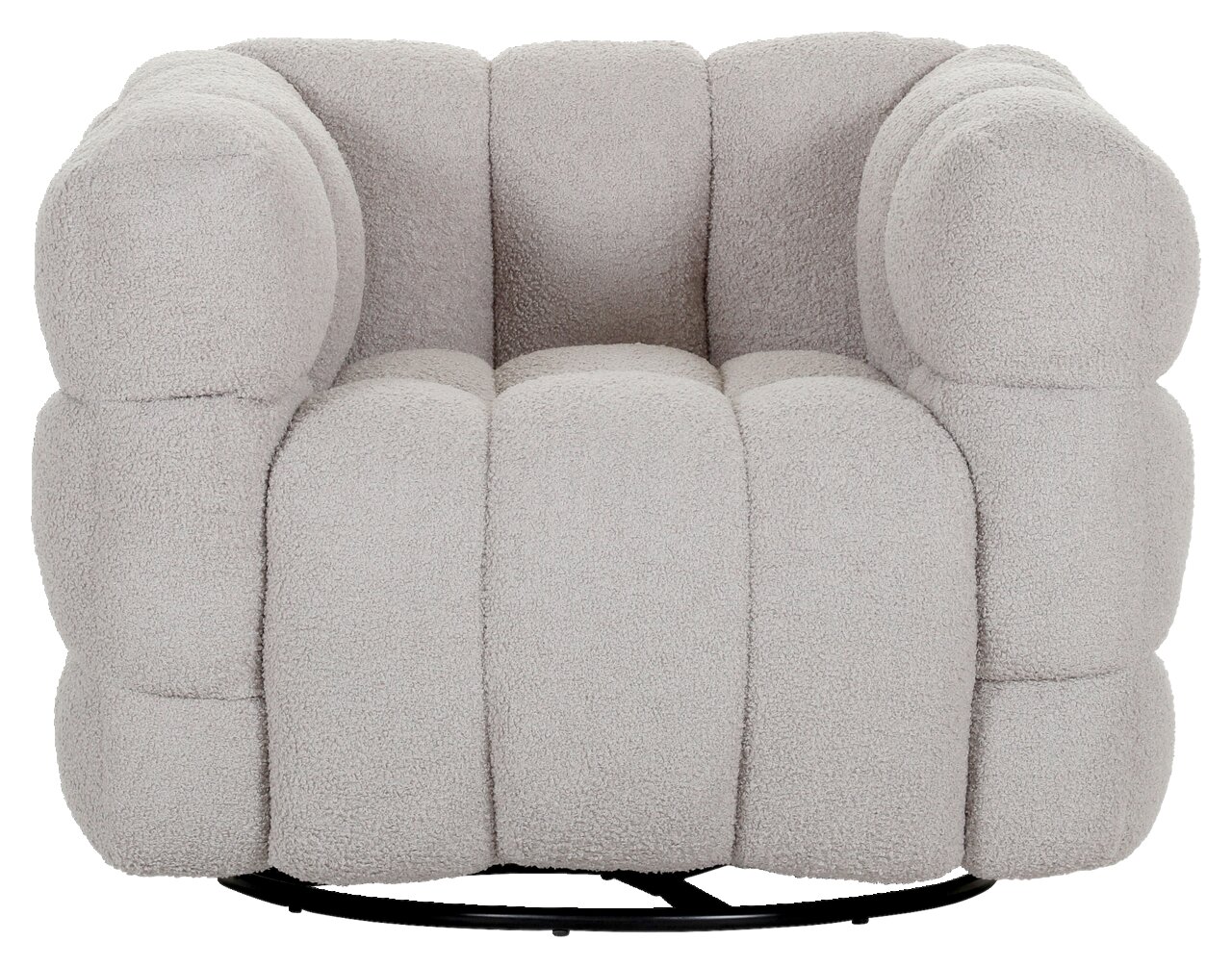 Gemütlicher, grauer Drehsessel JANNE mit weicher Polsterung, Vorderansicht.