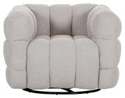 Gemütlicher, grauer Drehsessel JANNE mit weicher Polsterung, Vorderansicht.