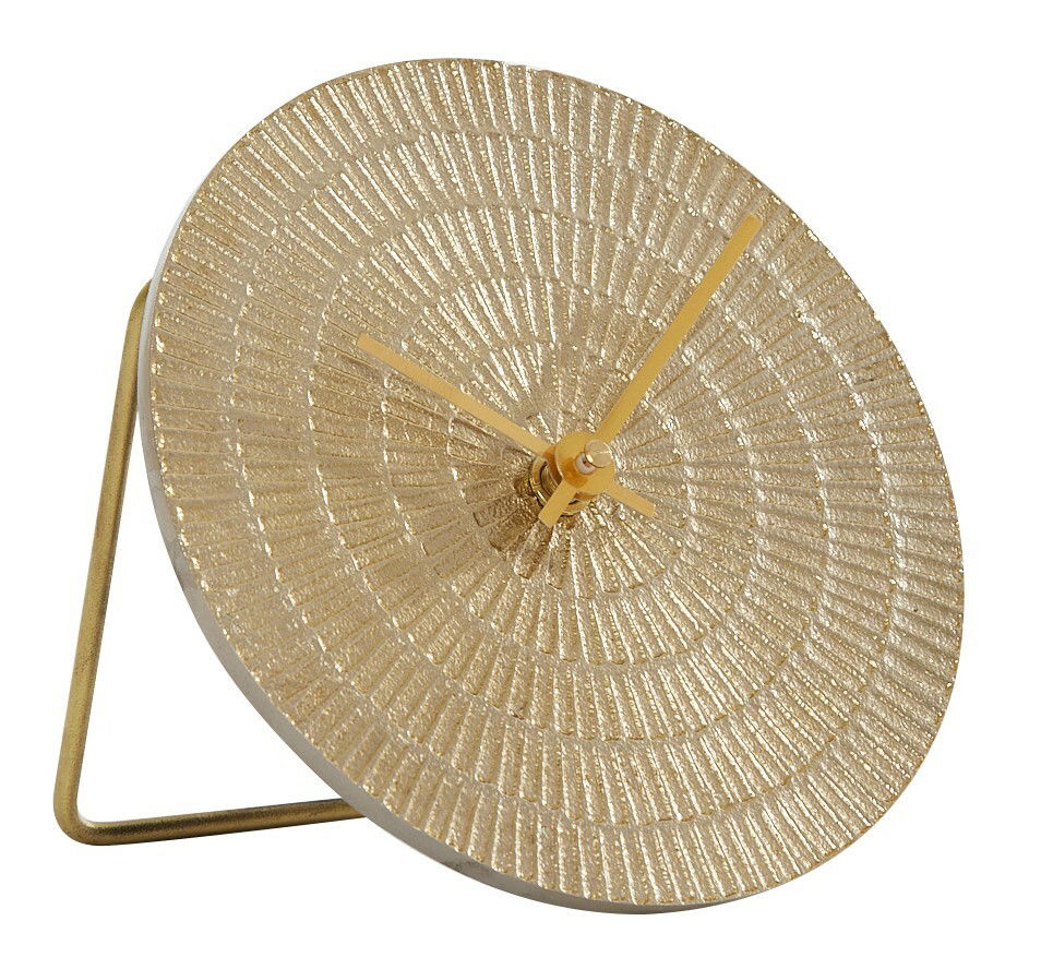 Light&Living Uhr BOJANO Goldene Tischuhr mit strukturiertem Zifferblatt, seitliche Perspektive