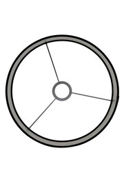 Ansicht von unten auf einen runden Lampenschirm mit Metallstreben.