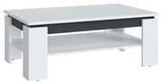 Moderner Couchtisch in Weiß und Schwarz mit rechteckiger Form, seitliche Perspektive
