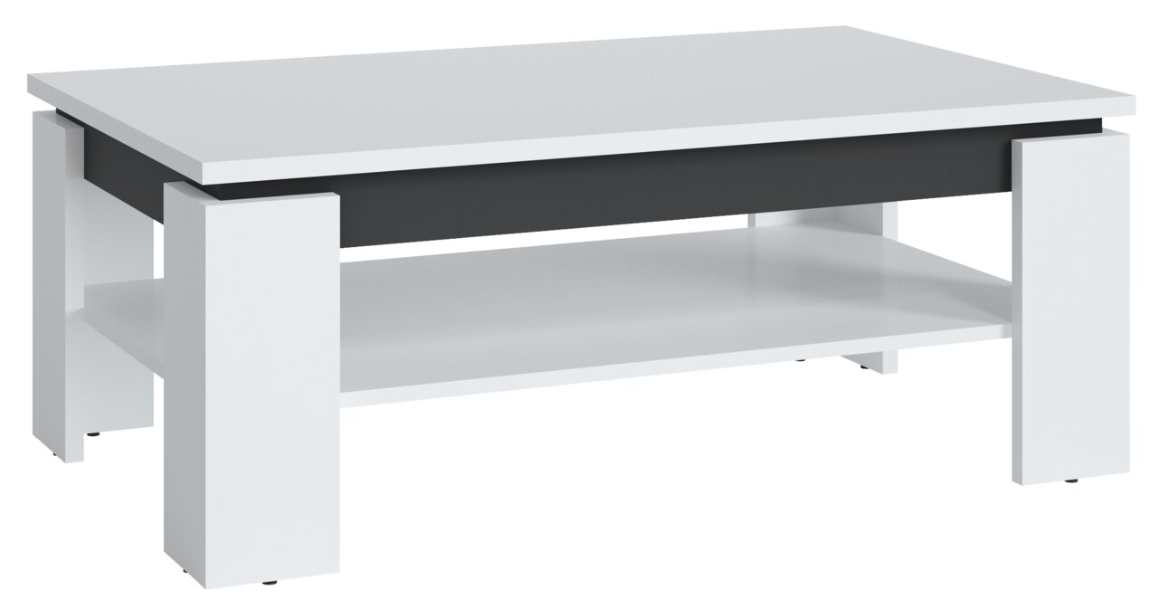 Z2 Couchtisch Campania Moderner Couchtisch in Weiß und Schwarz mit rechteckiger Form, seitliche Perspektive