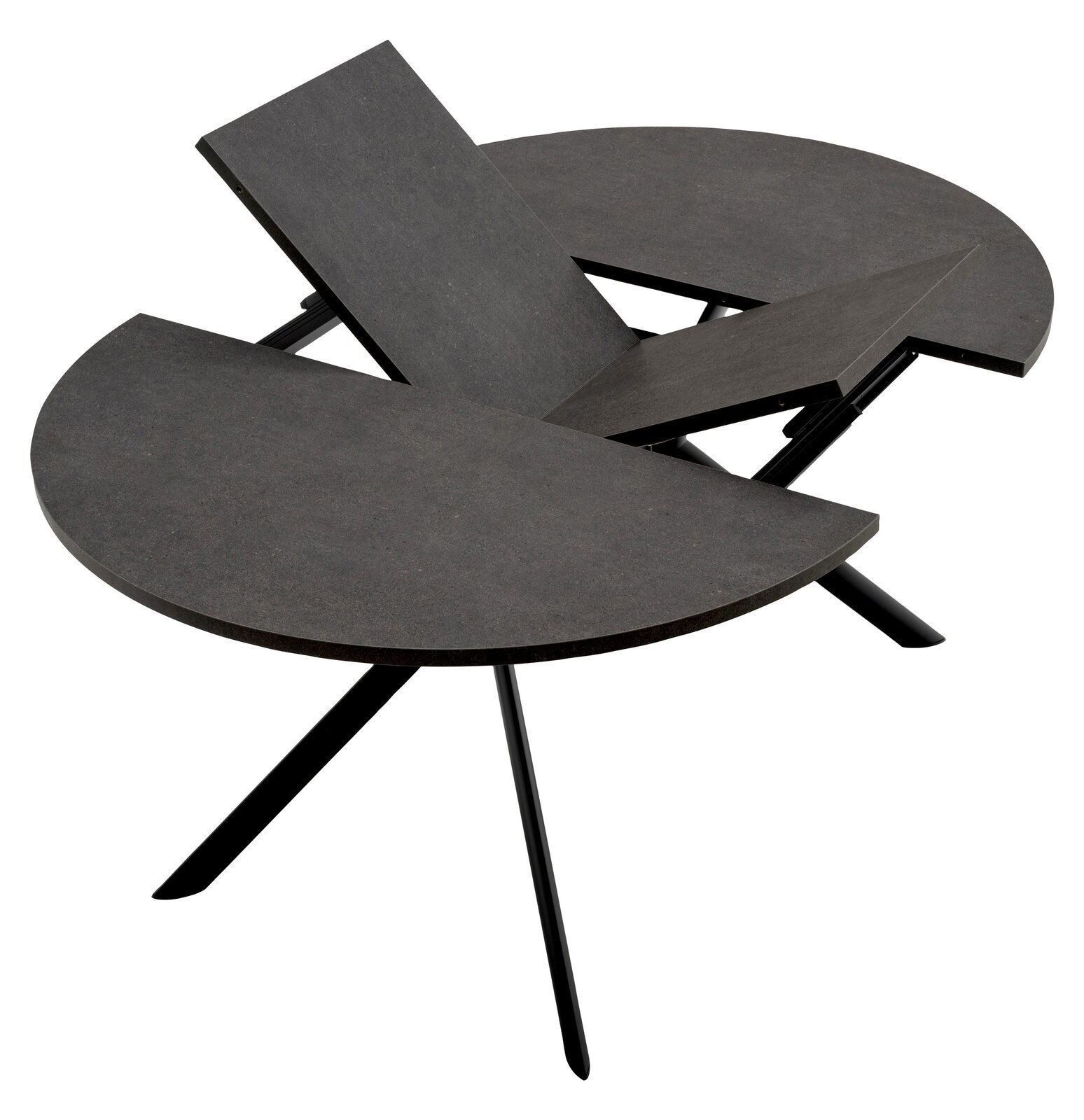 Connubia Esstisch GIOVE Moderner Esstisch mit runder, dunkler Tischplatte und ausziehbarer Funktion, seitliche Perspektive