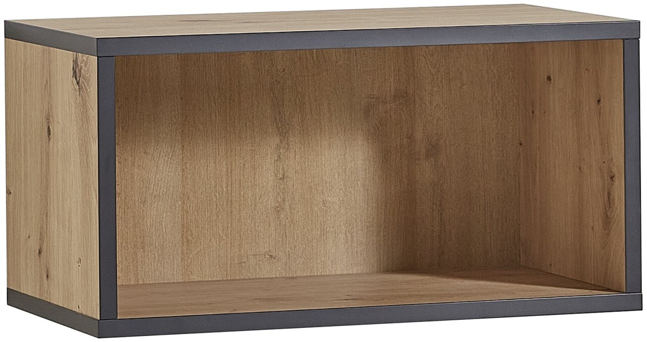 Rudolf Hänger offen NXTstep Offener Holzhänger mit schwarzem Rahmen, seitliche Perspektive