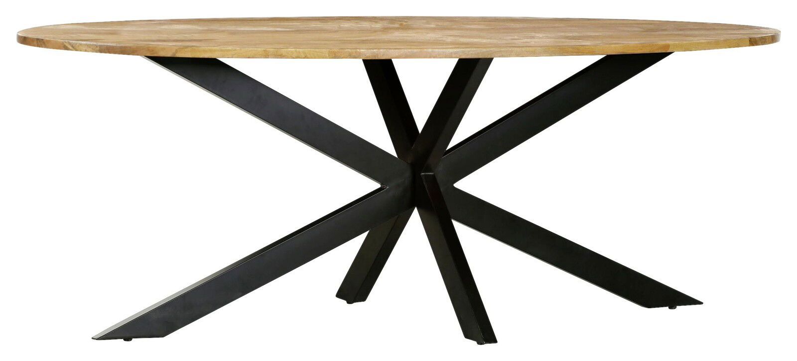 Z2 Esstisch CHUCK Runder Esstisch mit Holzplatte und schwarzem Metallgestell, seitliche Perspektive