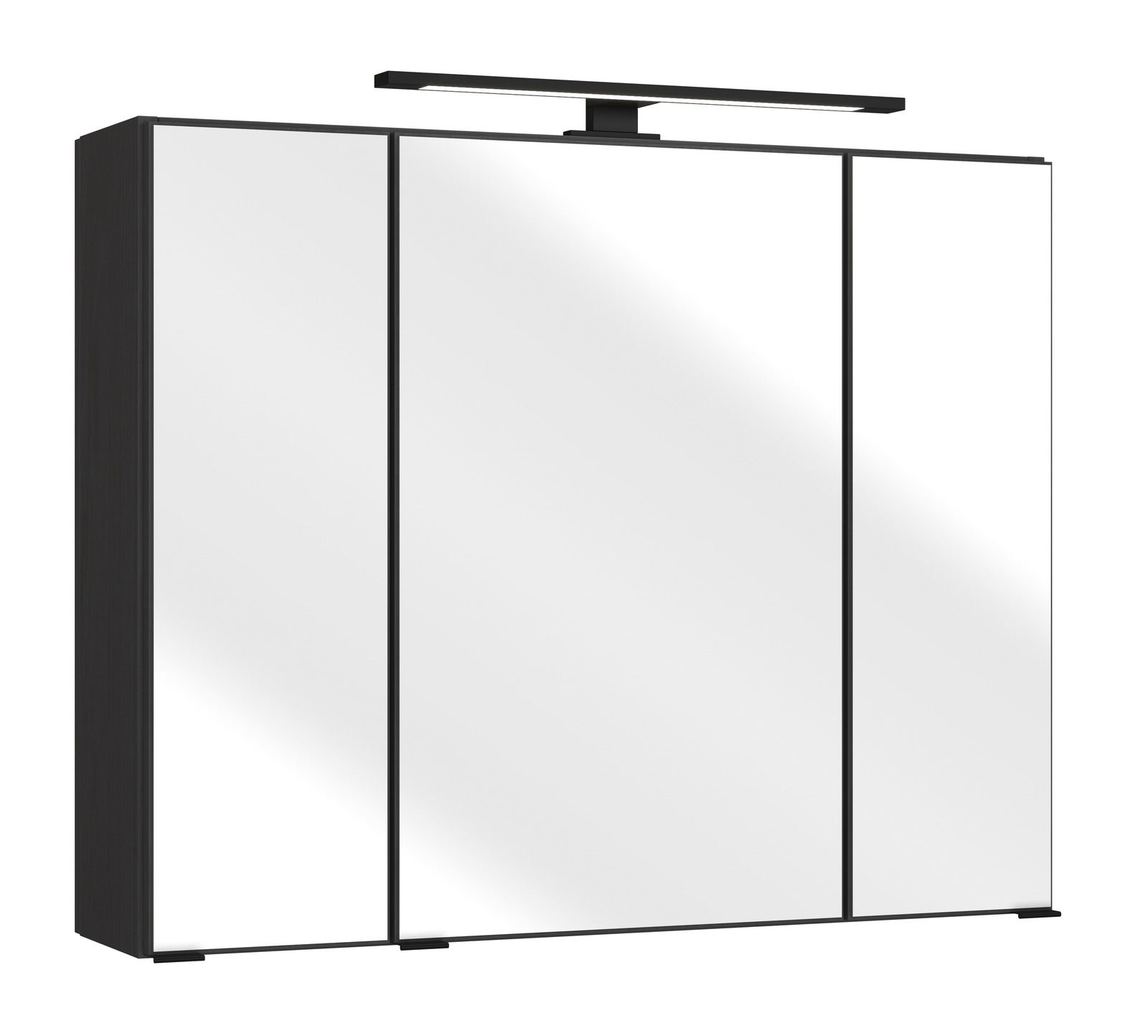 XORA Spiegelschrank HANOI Moderner Spiegelschrank mit drei Türen und integrierter Beleuchtung, seitliche Perspektive