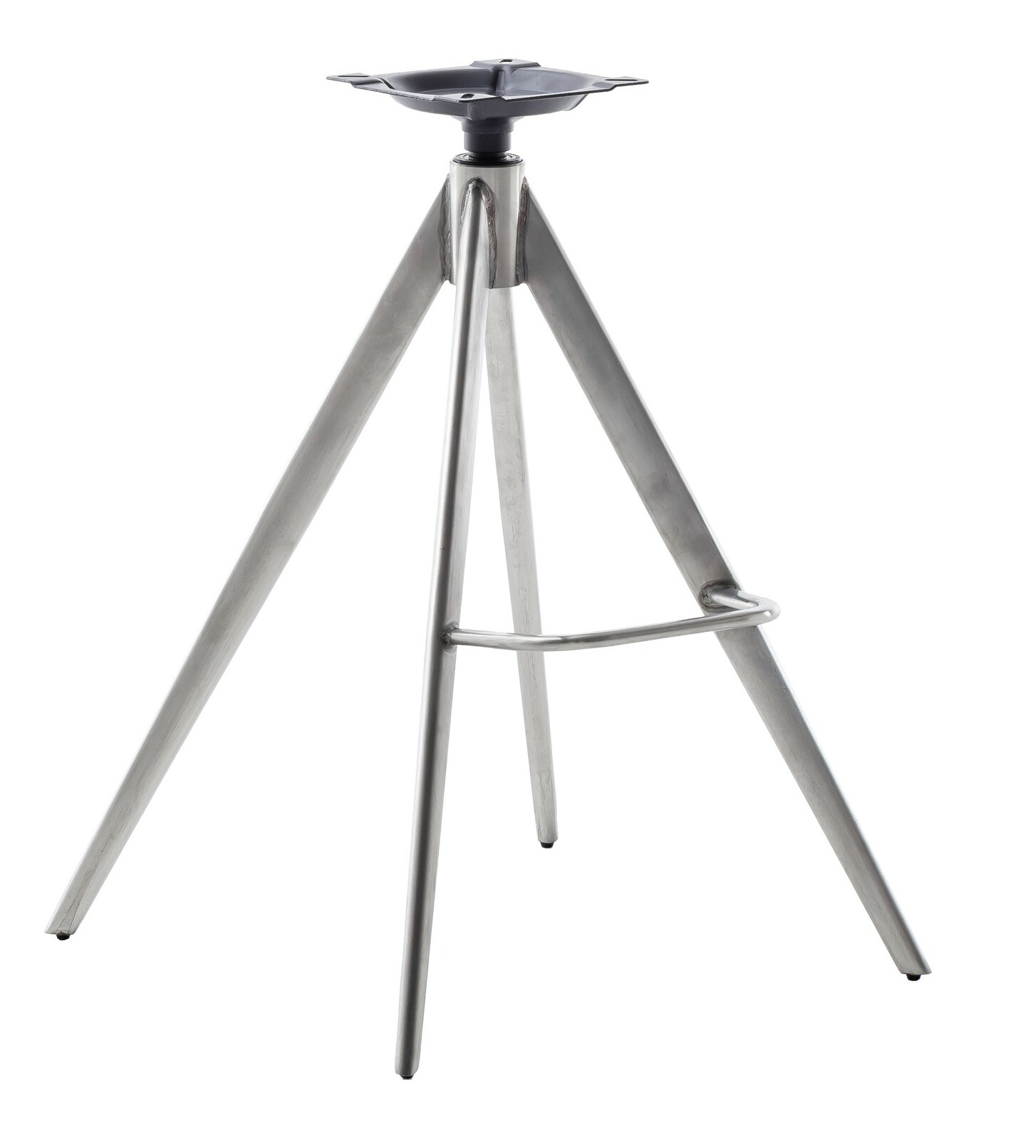 Metallisches Barstuhlgestell mit drei Beinen, seitliche Perspektive