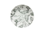 Teller mit grauem Blattmuster, Draufsicht